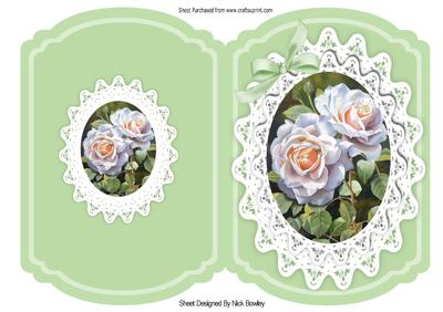 White Lace and Roses with Bow Bracket Card