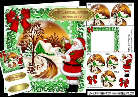 Cottage in the Snow with Santa Oval Pyramid 8x8 Mini Kit
