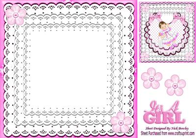 Pink Lace 8x8 Insert with Baby Girl Topper