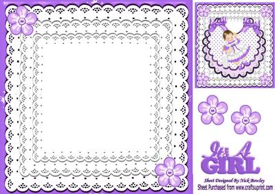 Lilac Lace 8x8 Insert with Baby Girl Topper