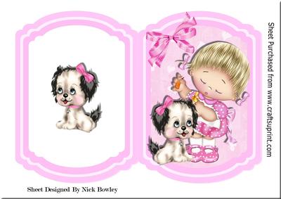 Sweet Little Girl Playing with Her Puppy Bracket Card