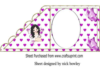 Cute Faerie on Purple Heart & Purple Butterflies Insert