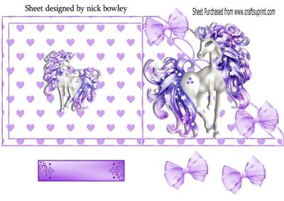 Pretty Purple Unicorn & Bows Over the Edge Card
