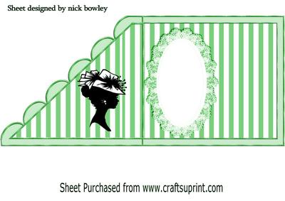 Vintage Silhouette Lady in Green Stripe Insert