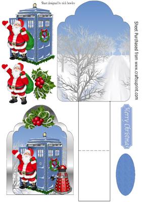 Dr Who and His Tardis in the Snow Easel Card