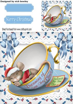 Sleepy Christmas Mouse Dreaming of San-tea-claws 8x8