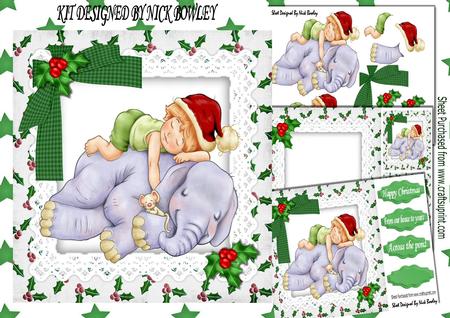 Cuddles with My Friend Ele in a Red Santa Hat Mini Kit