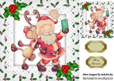Keep Still! a Selfie with Santa & Rudolph 8x8