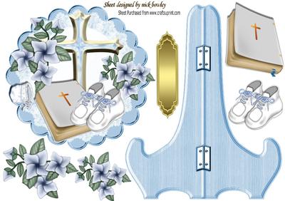 Baby Boy Christening or Baptism, Bible Plate & Stand