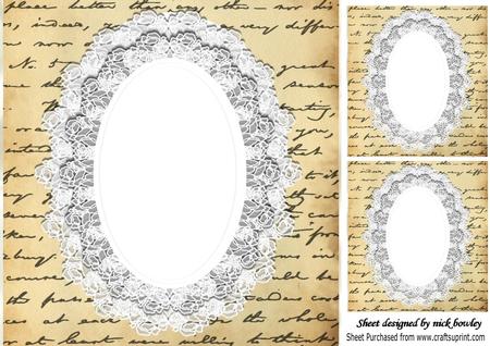 Gold Vintage Script on Lace 8x8 Card/insert with Toppers