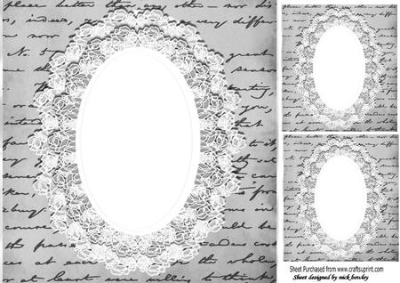 Silver Script on Lace 8x8 Card/insert with Toppers