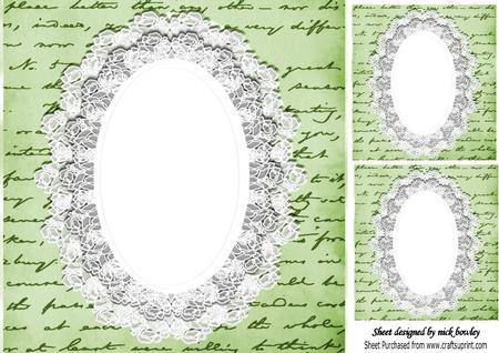 Green Script on Lace 8x8 Card/insert with Toppers