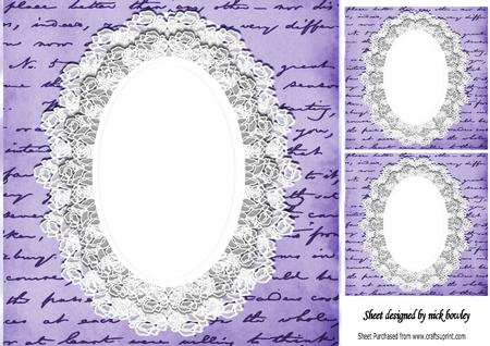 Purple Script on Lace 8x8 Card/insert with Toppers