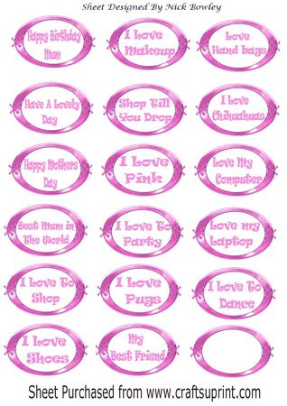 Pink Girly Sentiment Ornate Tags