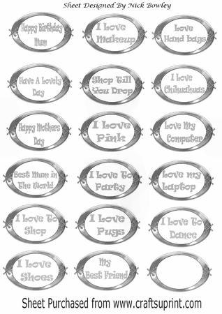 Silver Girly Sentiment Ornate Tags