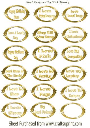 Gold Girly Sentiment Ornate Tags