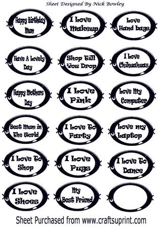 Black Girly Sentiment Ornate Tags