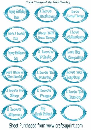 Turq Girly Sentiment Ornate Tags