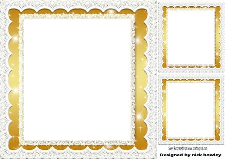 Gold Starlight with Lace, Frames/insert and Toppers 8x8