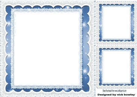 Blue Starlight with Lace, Frames/insert and Toppers 8x8