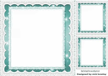Turq Starlight with Lace, Frames/insert and Toppers 8x8