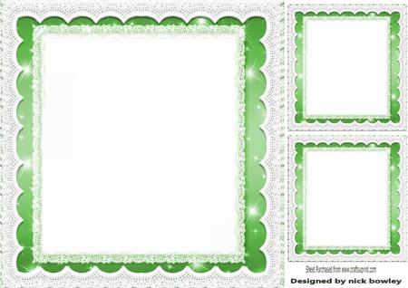 Green Starlight with Lace, Frames/insert and Toppers 8x8