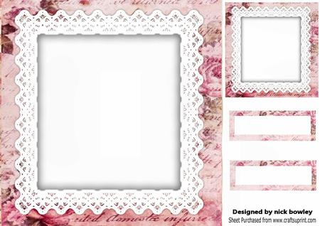 Rose Calligraphy and Lace Frames, Topper and Tags 8x8