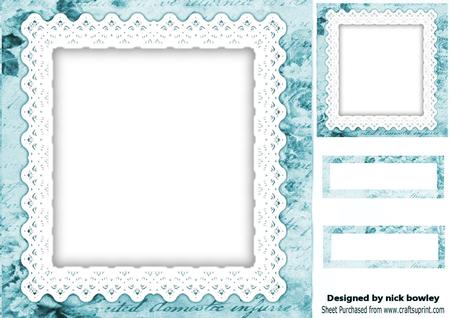 Turq Rose Calligraphy and Lace Frames, Topper and Tags 8x8