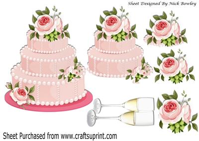 Pink Cake with Champers & Roses
