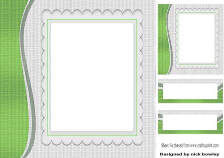 Funky Green Swirl with Scalloped Frame and Topper 8x8