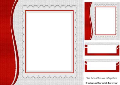 Funky Red Swirl with Scalloped Frame and Topper 8x8