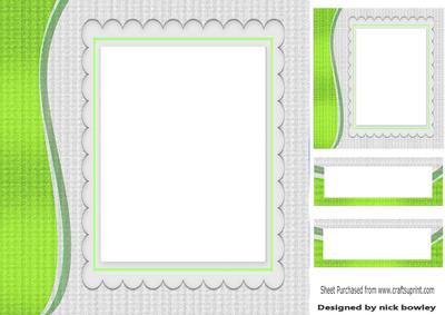 Funky Lime Swirl with Scalloped Frame and Topper 8x8