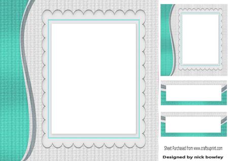 Funky Turq Swirl with Scalloped Frame and Topper 8x8
