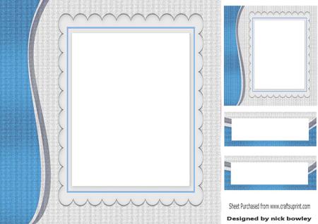 Funky Blue Swirl with Scalloped Frame and Topper 8x8