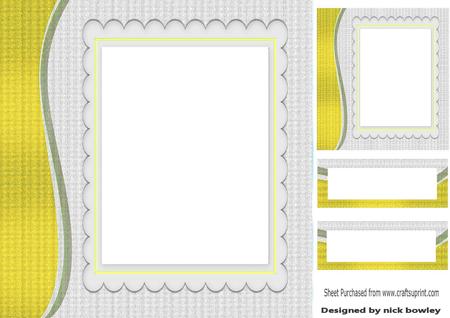 Funky Yellow Swirl with Scalloped Frame and Topper 8x8