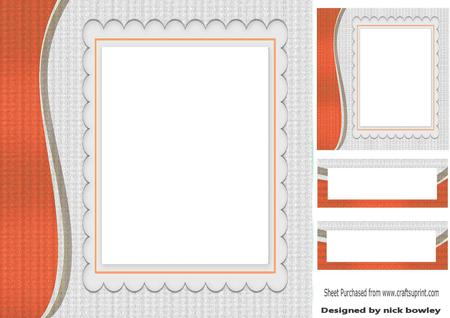 Funky Orange Swirl with Scalloped Frame and Topper 8x8