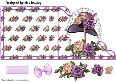 Pretty Lilac Hat with Lilac & Cream Roses on Lace Over Edge