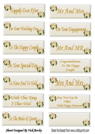 Pretty Cream and Gold Wedding Sentiments with Cream Roses