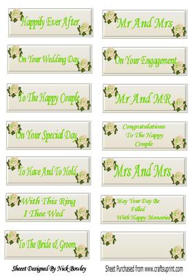 Pretty Cream and Green Wedding Sentiments with Cream Roses