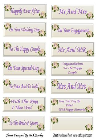 Pretty Cream and Purple Wedding Sentiments with Cream Roses