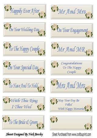 Pretty Cream and Blue Wedding Sentiments with Cream Roses