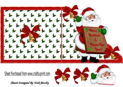 A Lovely Jolly Santa, with Bells Over the Edge Card