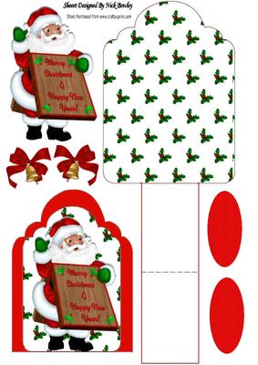 A Lovely Jolly Santa with Bells Easel Card