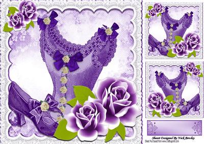 Pretty Purple Vintage Basque with Roses 8x8