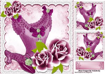 Pretty Rose Pink Vintage Basque with Roses 8x8