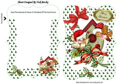Lovely Christmas Robins with Holly and Bow Bracket Card