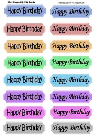 Funky & Elegant Coloured Birthday Tags in Black Script