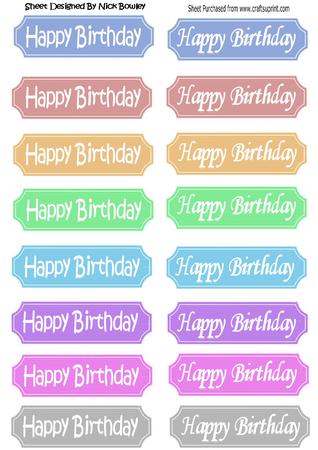 Funky & Elegant Coloured Birthday Tags in White Script