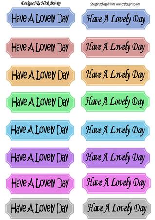 Have a Lovely Day! Black Script Coloured Tags