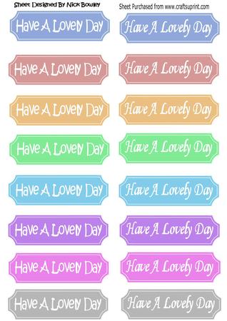 Have a Lovely Day! White Script Coloured Tags